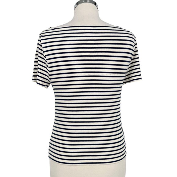 J.Crew Factory Striped Boatneck Fitted T-Shirt Blue White Medium NWT - Picture 6 of 10